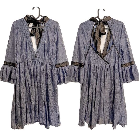 Free People Gilded Lace Mini Dress S - Picture 4 of 9